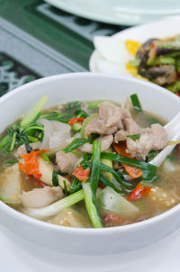 Close-up of soup in bowl