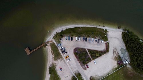 High angle view of road on building