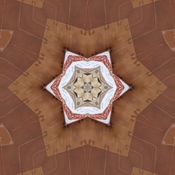 High angle view of ornate door on table