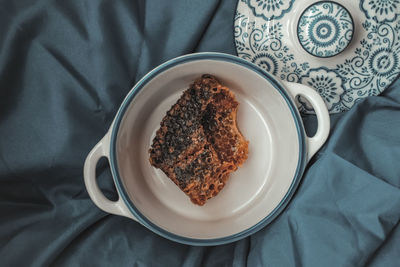 High angle view of breakfast on table