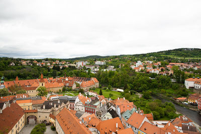 High angle view of townscape against sky