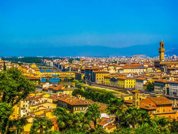 High angle view of buildings in city