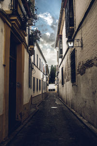 Narrow alley amidst buildings in town