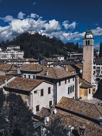 High angle view of townscape against sky