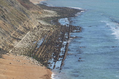 High angle view of sea shore
