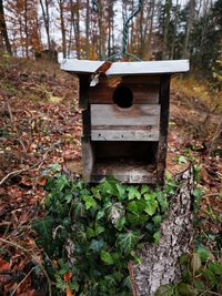 Birdhouse on a field