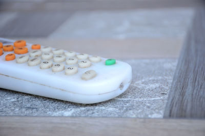 Close-up of plastic bag on table