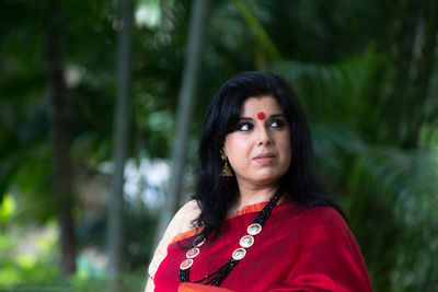 Close-up of woman in sari