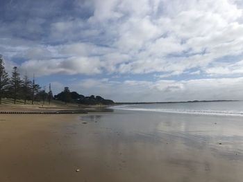 Scenic view of beach against sky