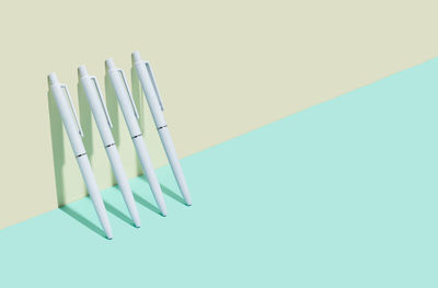 School and office supplies on isometric diagonal projection. back to school, minimalism. copy space