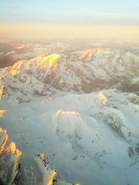 Aerial view of snowcapped mountains