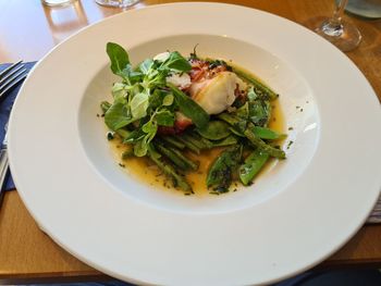 High angle view of meal served in plate