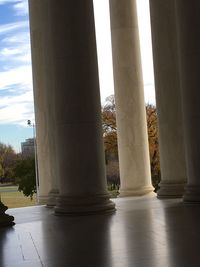 View of columns in city