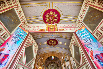 Low angle view of ornate ceiling in building