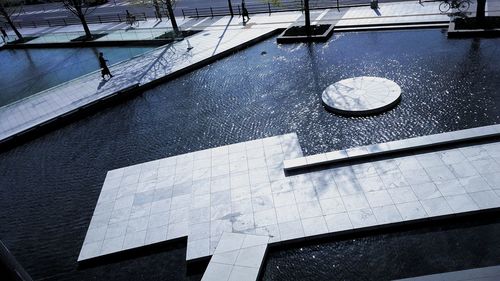 High angle view of pond