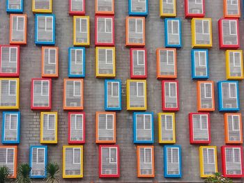 Full frame shot of multi colored apartment building