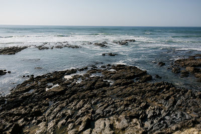 Scenic view of sea against clear sky