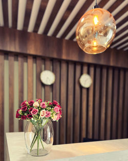 Close-up of hotel decorations on table