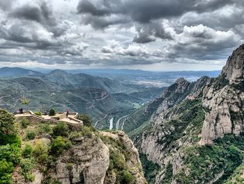 Panoramic view of landscape and mountains against sky