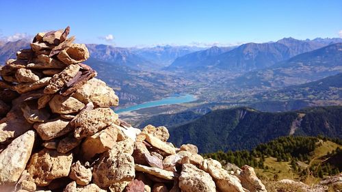 Scenic view of mountains against sky