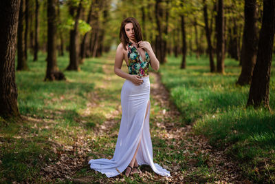 Portrait of a young woman in forest