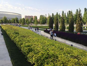 People on footpath in park