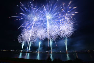 Low angle view of sky illumed with fire crackers