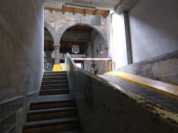 High angle view of staircase in building