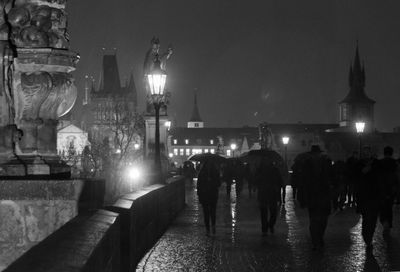 Illuminated street light at night