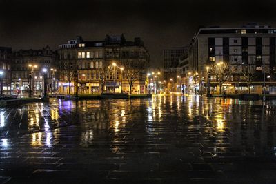 Illuminated city at night