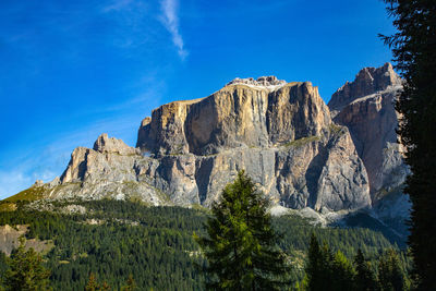 Low angle view of rock formations against sky