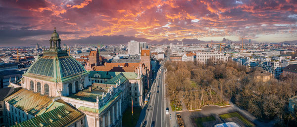 Munich aerial panoramic architecture, bavaria, germany.