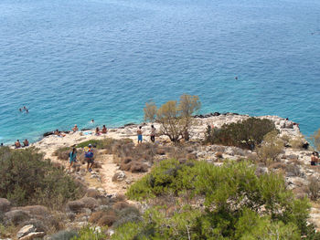 Scenic view of sea against blue sky