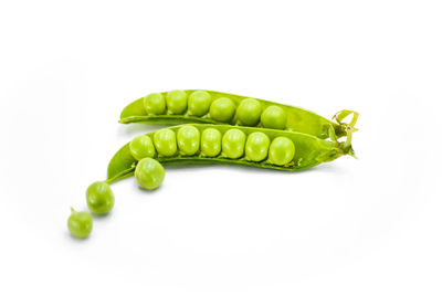 Close-up of green pepper against white background