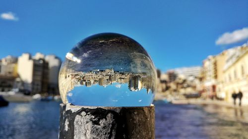 Close-up of water against clear blue sky