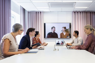 People during video conference