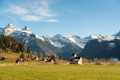 Einsiedeln area, canton schwyz, switzerland, february 20, 2023 fascinating alpine panorama view 