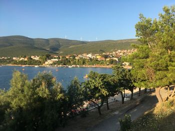 Scenic view of lake against clear sky