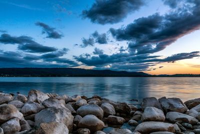 Scenic view of sea against sky during sunset