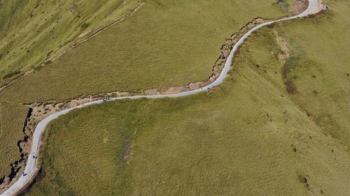 High angle view of road on land