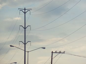 Low angle view of electricity pylon