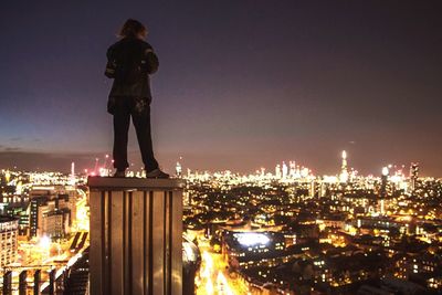 Illuminated cityscape at night