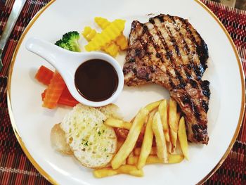 High angle view of meal served in plate