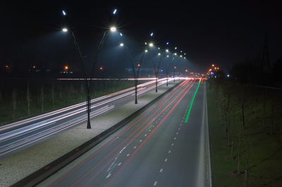 Light trails on highway at night