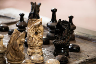 Close-up of chess pieces