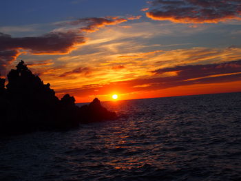 Scenic view of sea during sunset