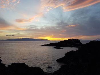 Scenic view of sea against sky during sunset