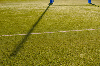 High angle view of soccer field