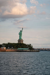 View of the statue of liberty in new york harbor