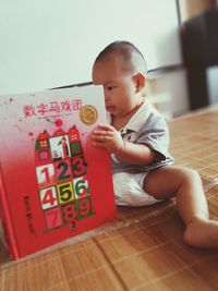 Boy playing at home